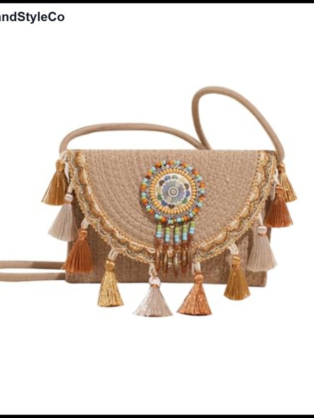 Boho Mandala Knitted Envelope Purse Woven Small Shoulder Bag